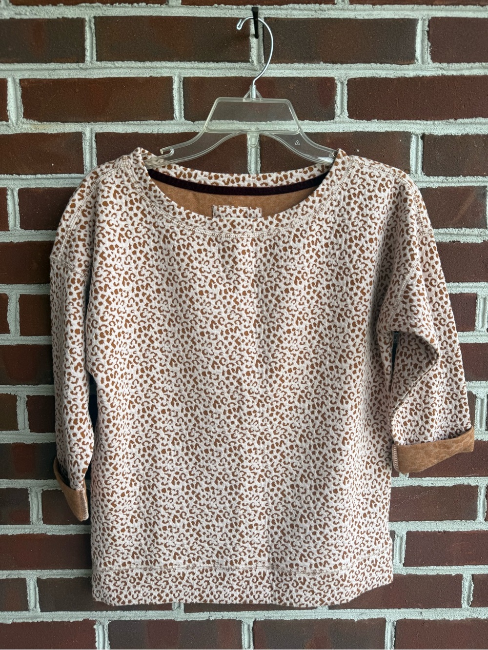 Maison Jules Taupe Leopard-Print Crewneck Sweatshirt